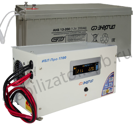 ИБП Pro 1700 ВА с батареей 200 Ач для автономного питания 1,2 кВт на ~ 2 часа