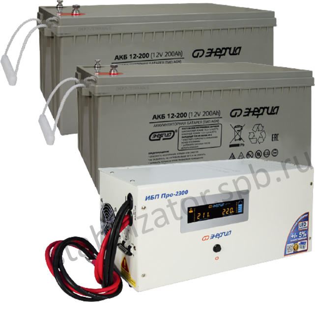 ИБП Энергия Pro-2300 ВА 12В с 2-мя батареями 200 Ач для автономного питания 1,6 кВт